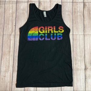 American Apparel Black Rainbow “Girls Club” Tank